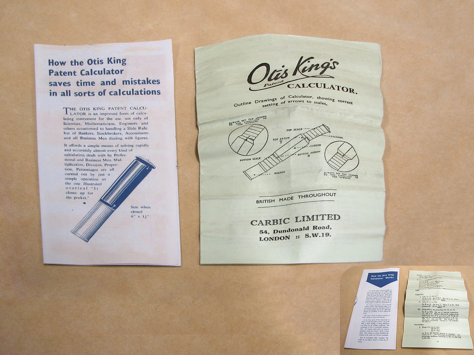 1960s Otis King Model K type C cylindrical slide rule calculator, boxed with instructions